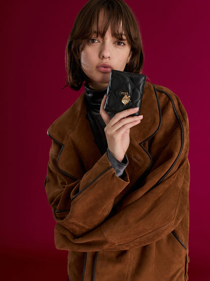 Arrietty Quilted Curved-Flap Wallet - Black | CHARLES & KEITH