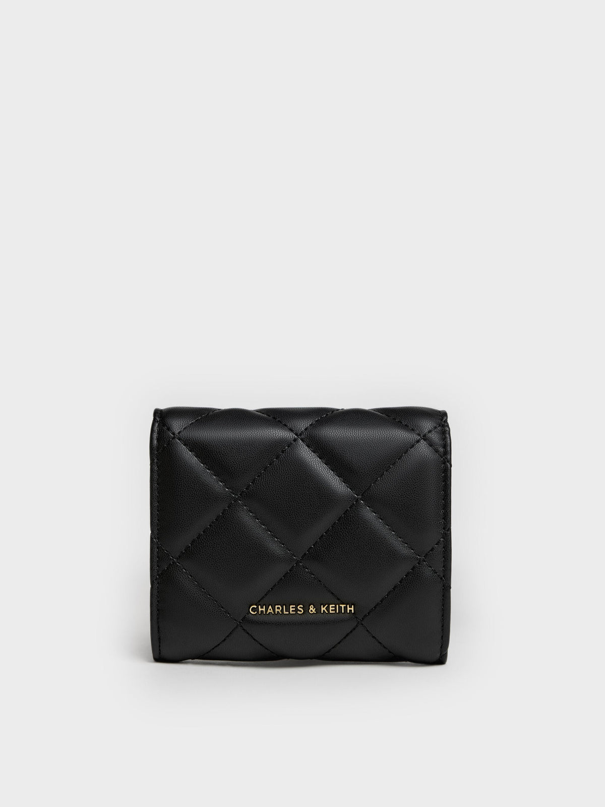 Arrietty Quilted Curved-Flap Wallet - Black | CHARLES & KEITH