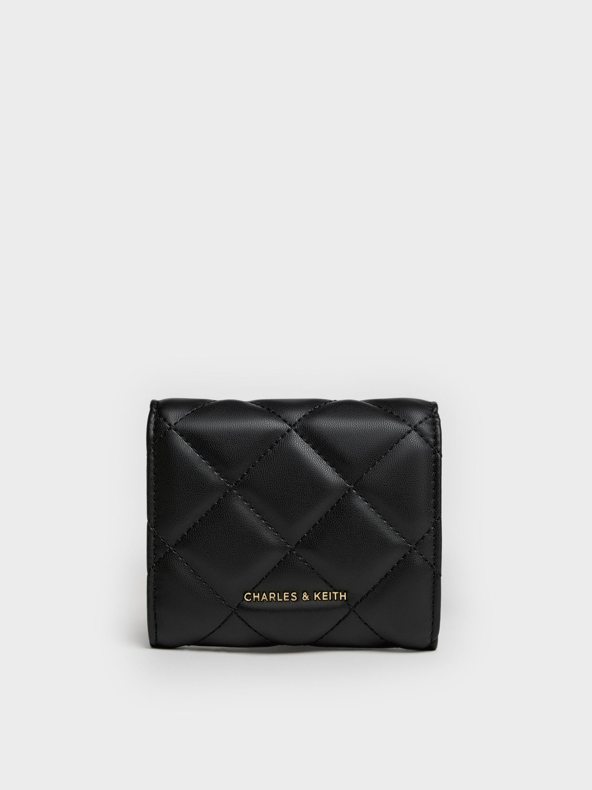 Arrietty Quilted Curved-Flap Wallet - Black | CHARLES & KEITH