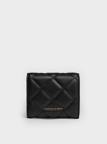 Arrietty Quilted Curved-Flap Wallet - Black | CHARLES & KEITH