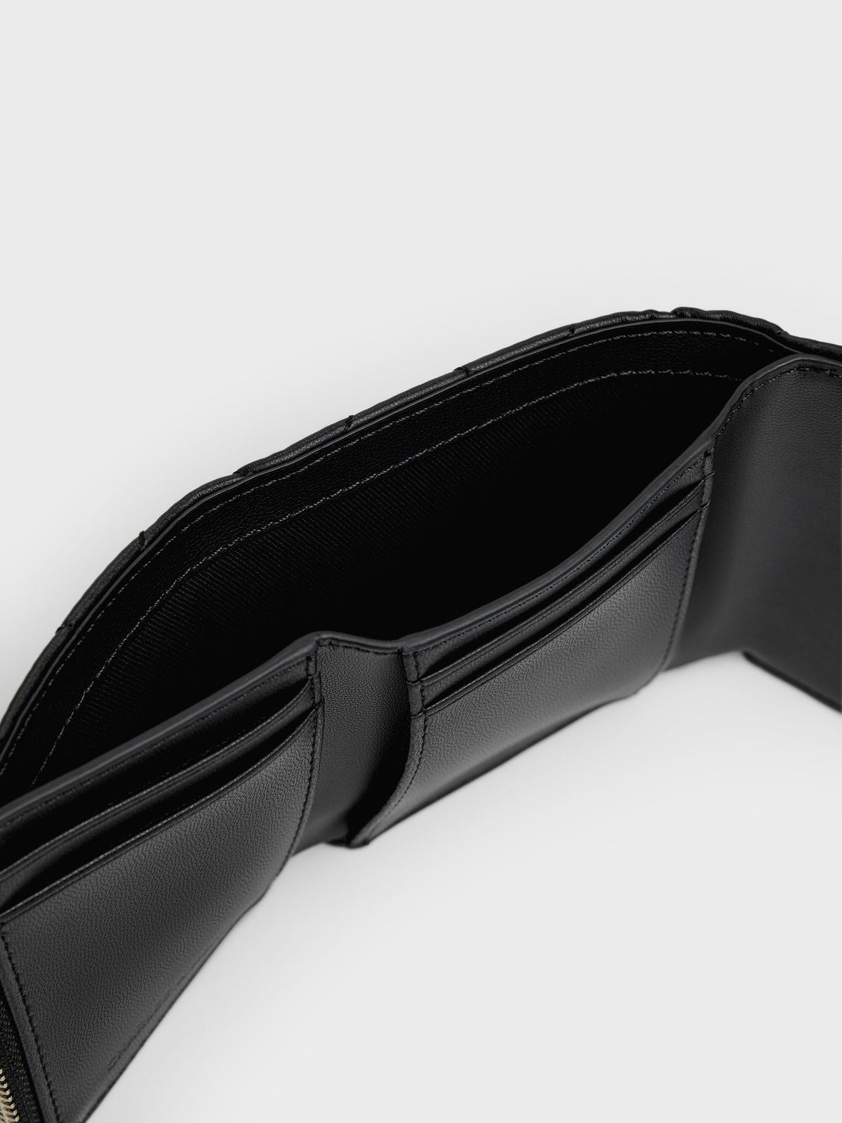 Arrietty Quilted Curved-Flap Wallet - Black | CHARLES & KEITH