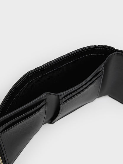 Arrietty Quilted Curved-Flap Wallet - Black | CHARLES & KEITH