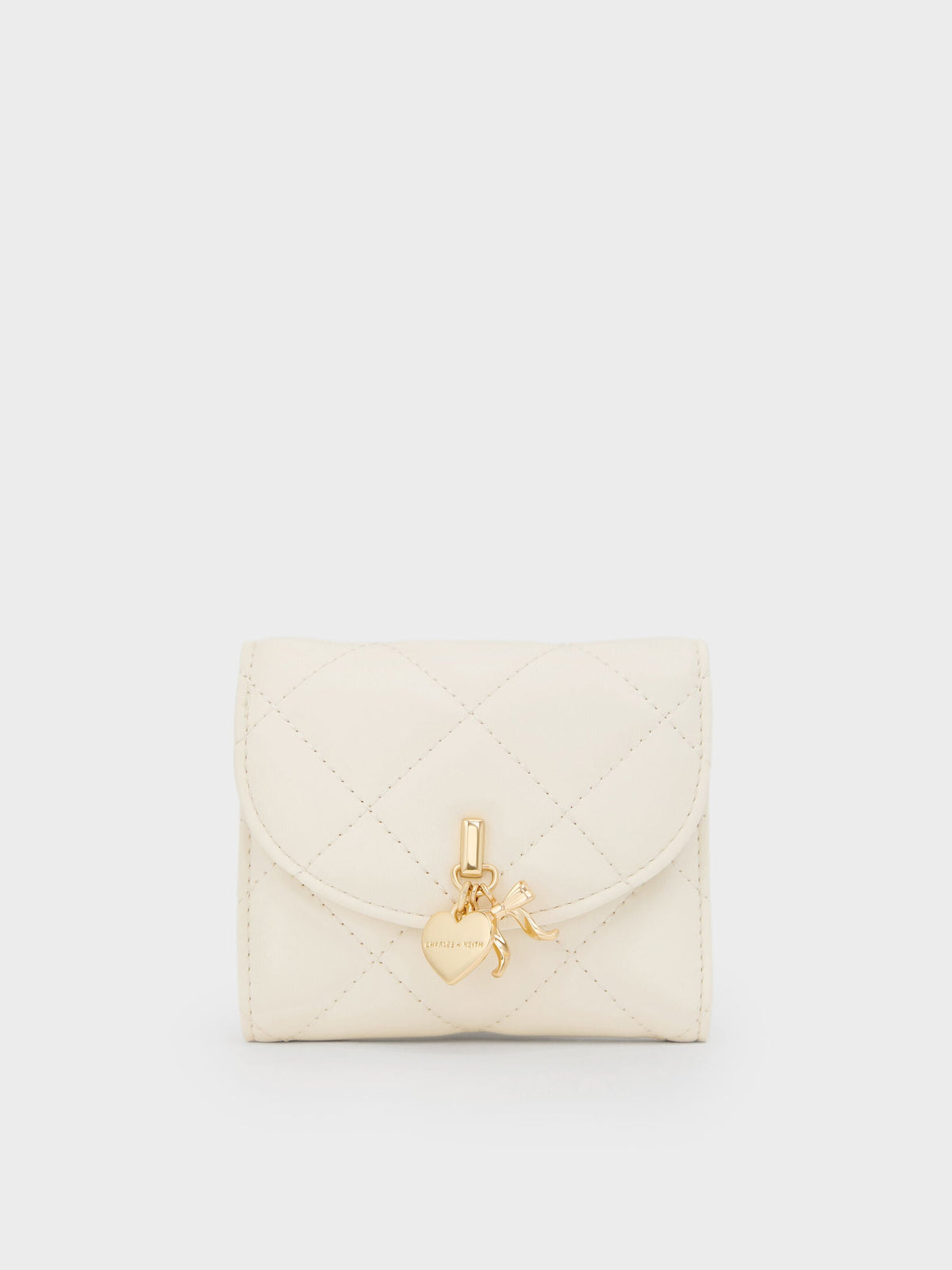 Arrietty Quilted Curved-Flap Wallet - Cream | CHARLES & KEITH