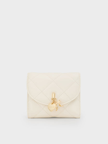 Arrietty Quilted Curved-Flap Wallet - Cream | CHARLES & KEITH