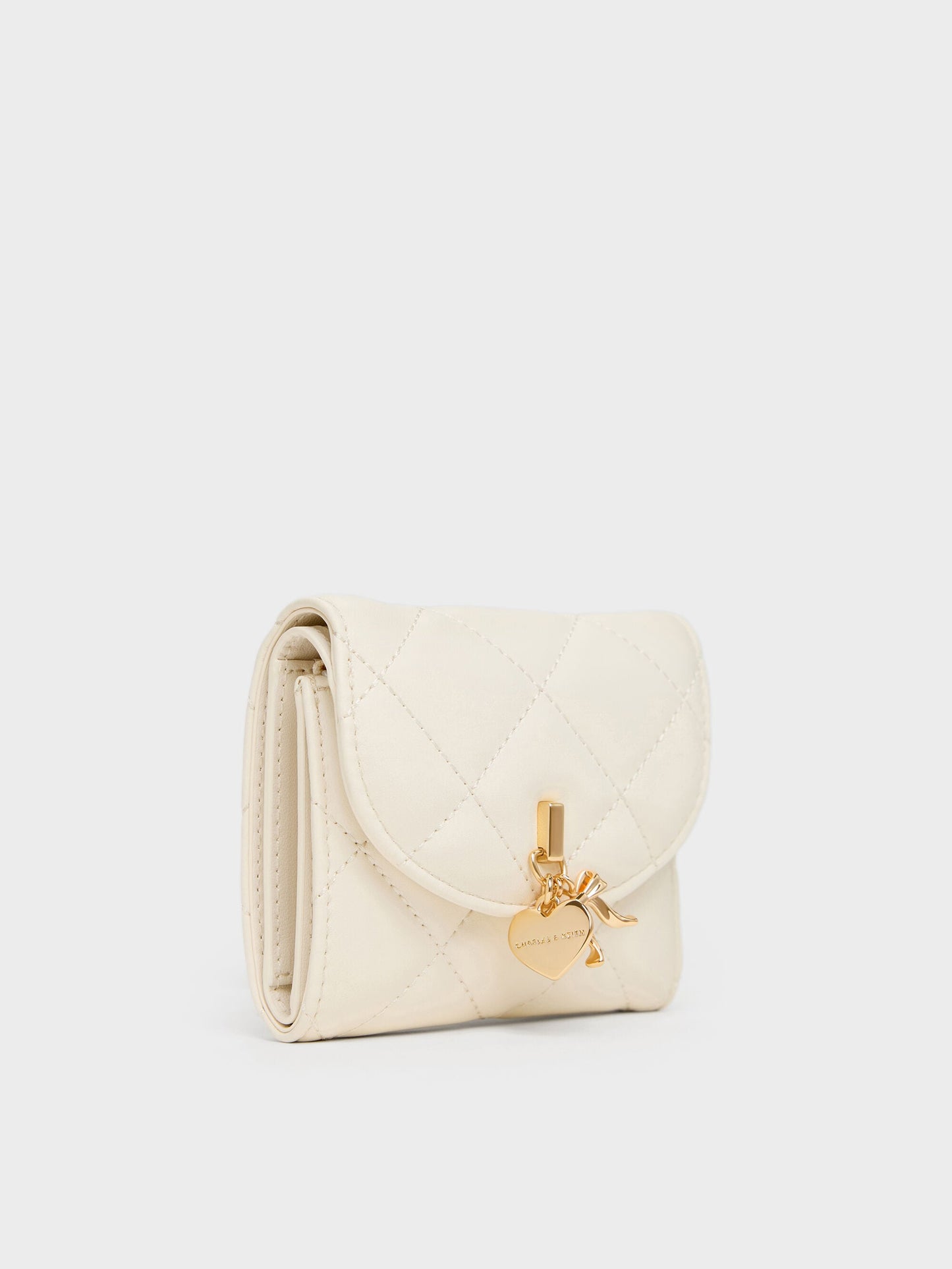 Arrietty Quilted Curved-Flap Wallet - Cream | CHARLES & KEITH