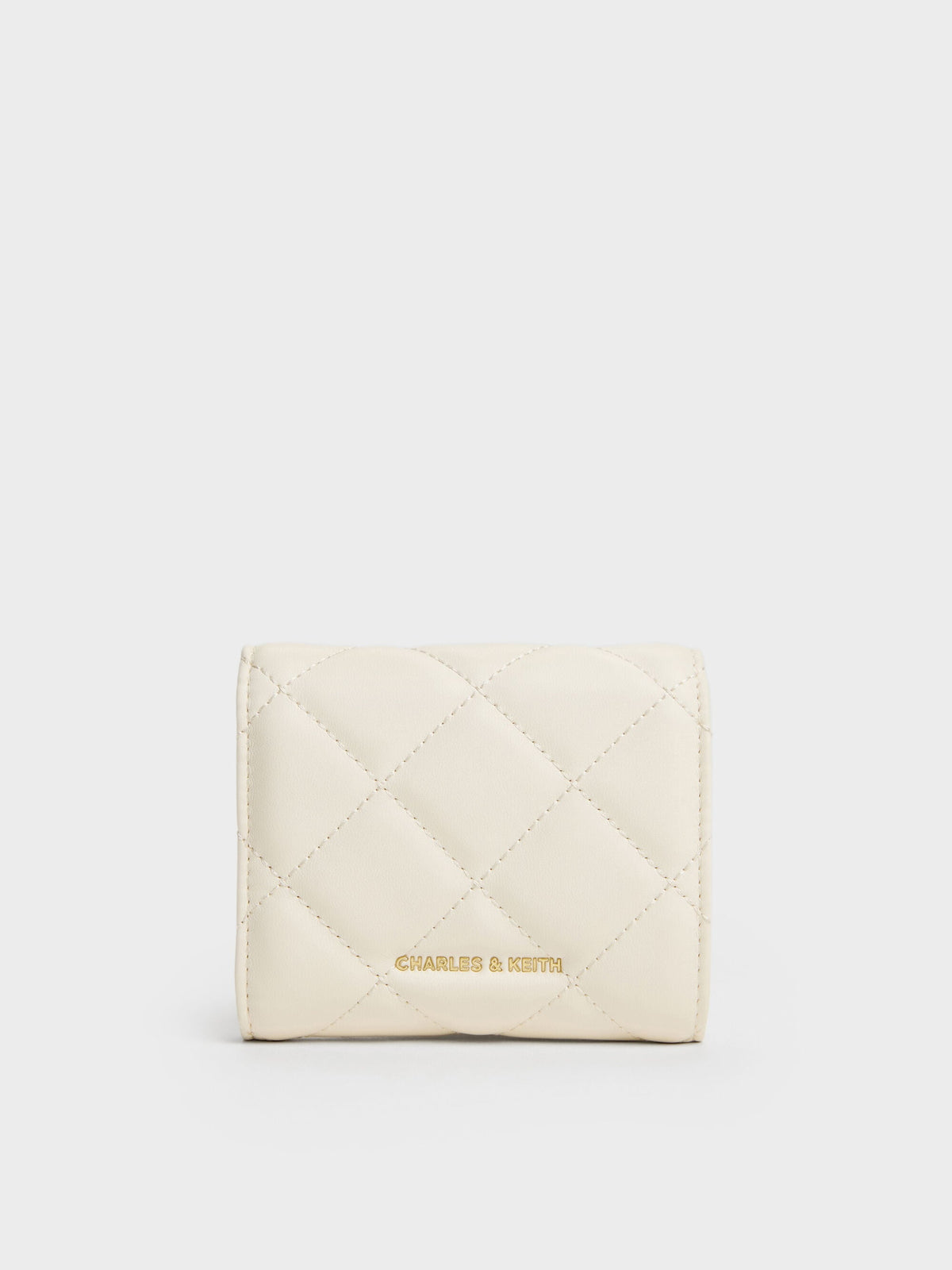 Arrietty Quilted Curved-Flap Wallet - Cream | CHARLES & KEITH