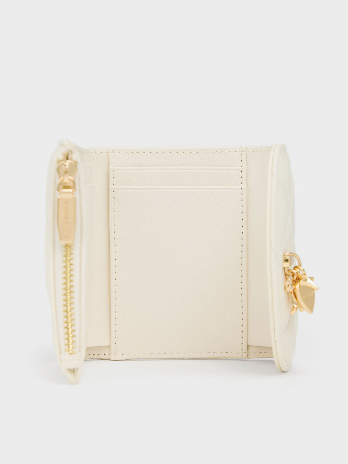 Arrietty Quilted Curved-Flap Wallet - Cream | CHARLES & KEITH