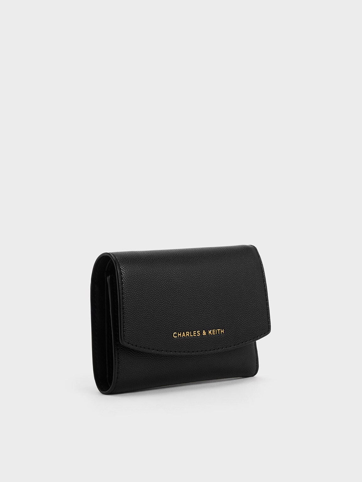 Briony Curved Flap Wallet - Black | CHARLES & KEITH