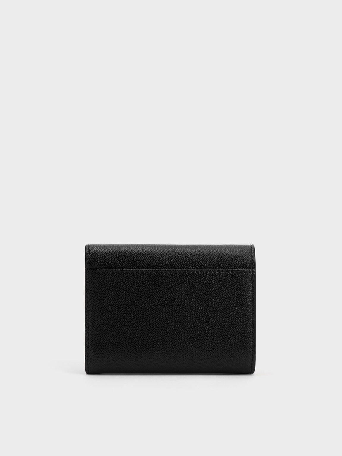 Briony Curved Flap Wallet - Black | CHARLES & KEITH
