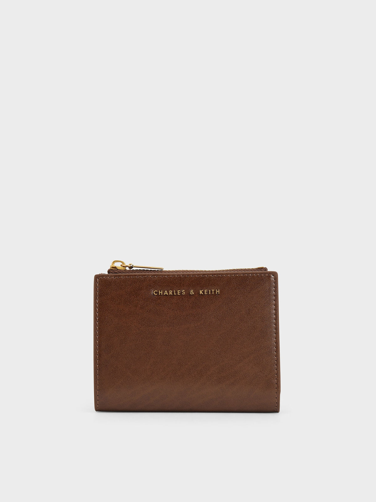 Harmonee Top-Zip Small Wallet - Chocolate | CHARLES & KEITH