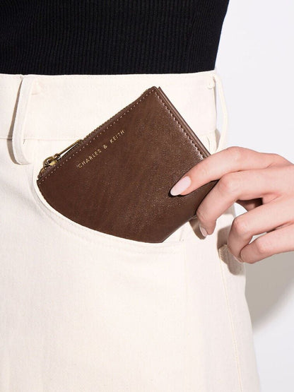 Harmonee Top-Zip Small Wallet - Chocolate | CHARLES & KEITH