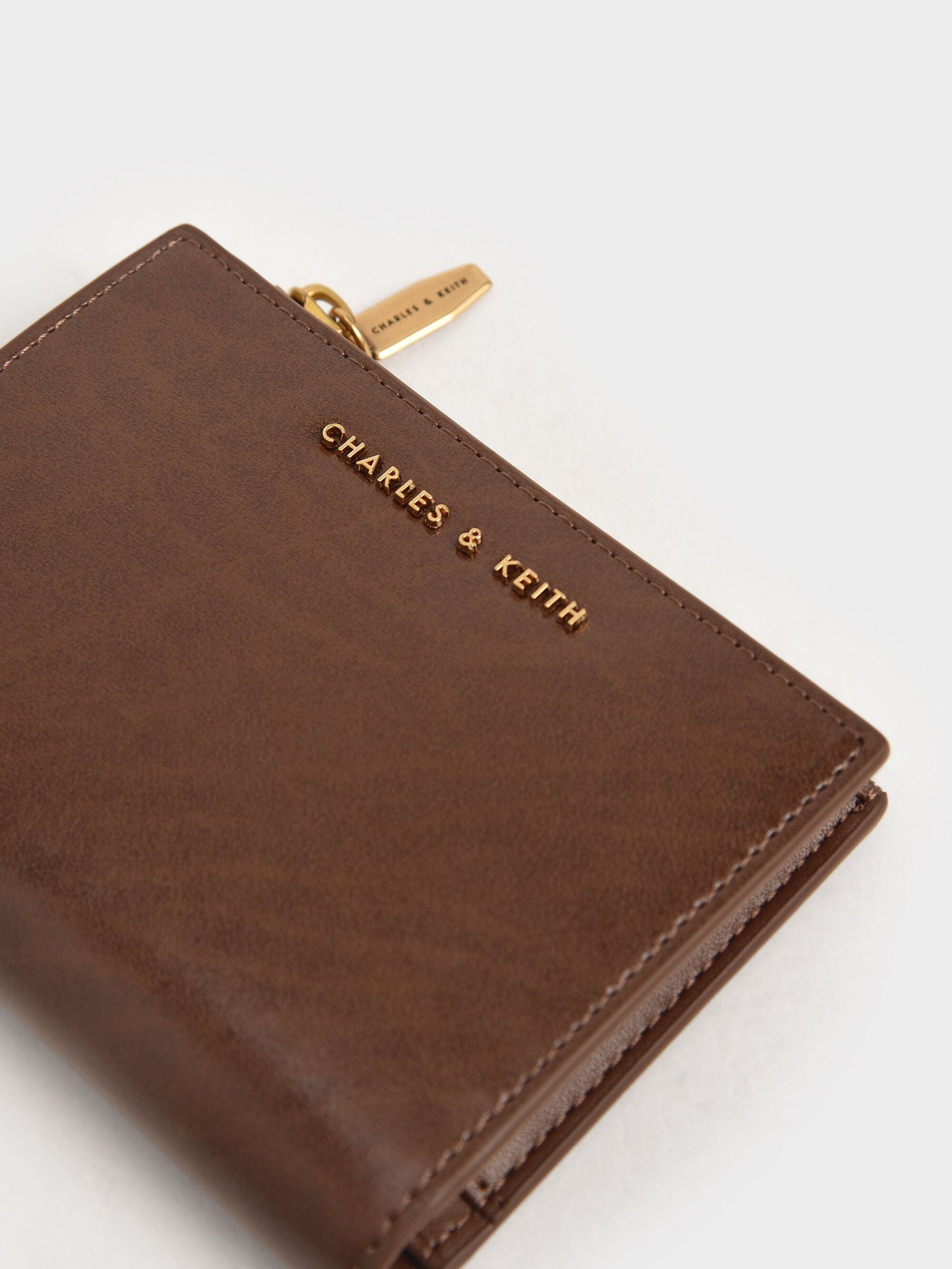 Harmonee Top-Zip Small Wallet - Chocolate | CHARLES & KEITH