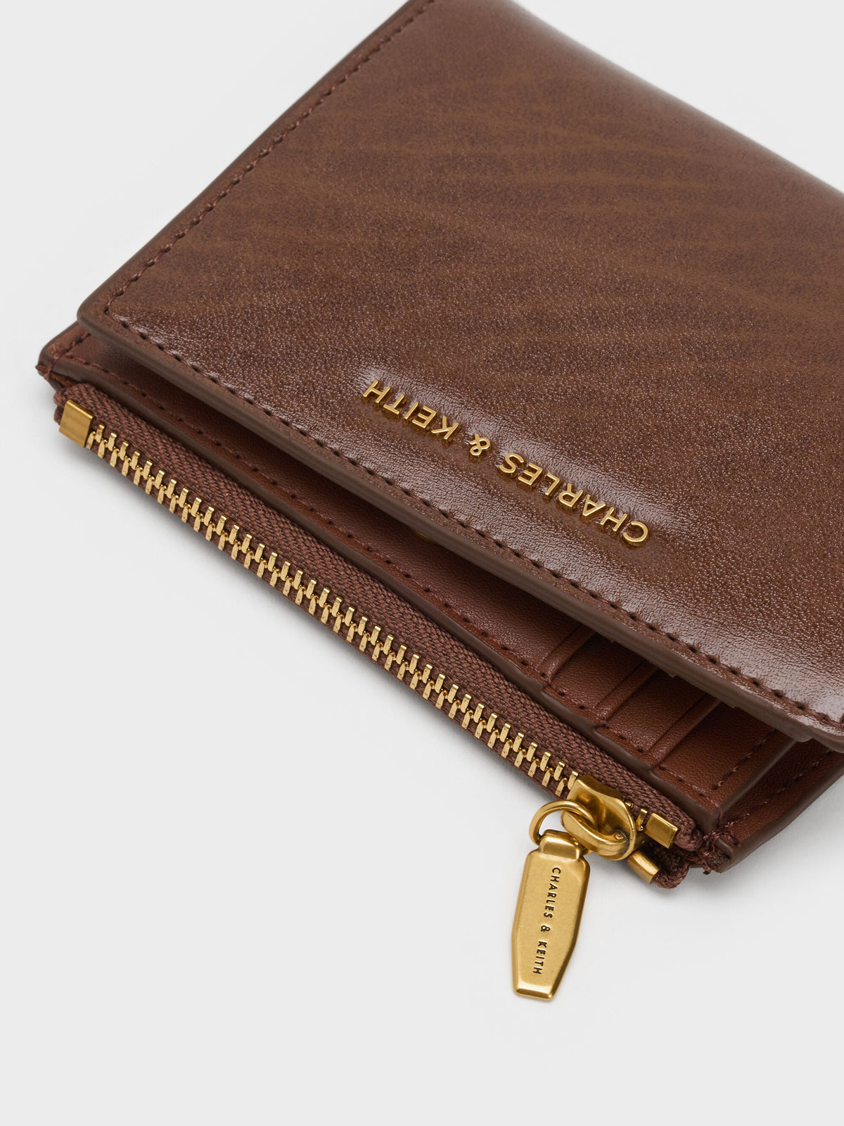 Harmonee Top-Zip Small Wallet - Chocolate | CHARLES & KEITH