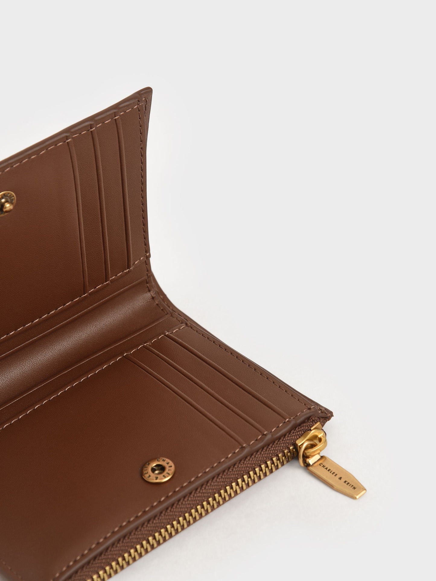 Harmonee Top-Zip Small Wallet - Chocolate | CHARLES & KEITH