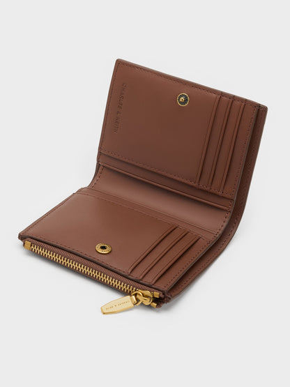Harmonee Top-Zip Small Wallet - Chocolate | CHARLES & KEITH