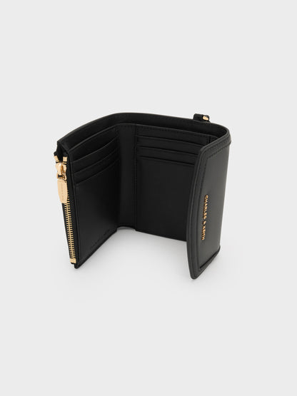 Haylen Front-Flap Small Wallet - Black | CHARLES & KEITH
