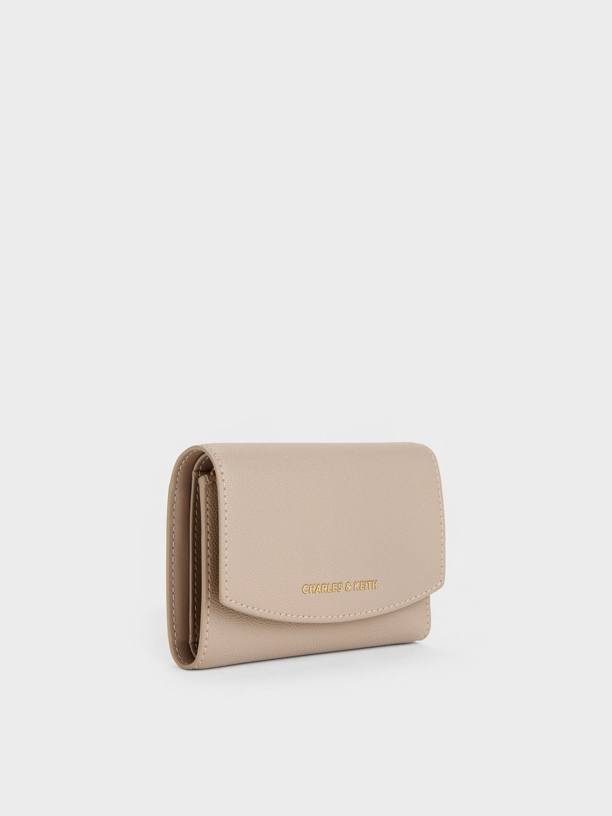 Briony Curved Flap Wallet - Taupe | CHARLES & KEITH