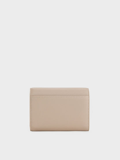 Briony Curved Flap Wallet - Taupe | CHARLES & KEITH