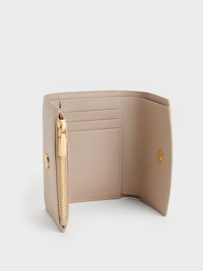 Briony Curved Flap Wallet - Taupe | CHARLES & KEITH