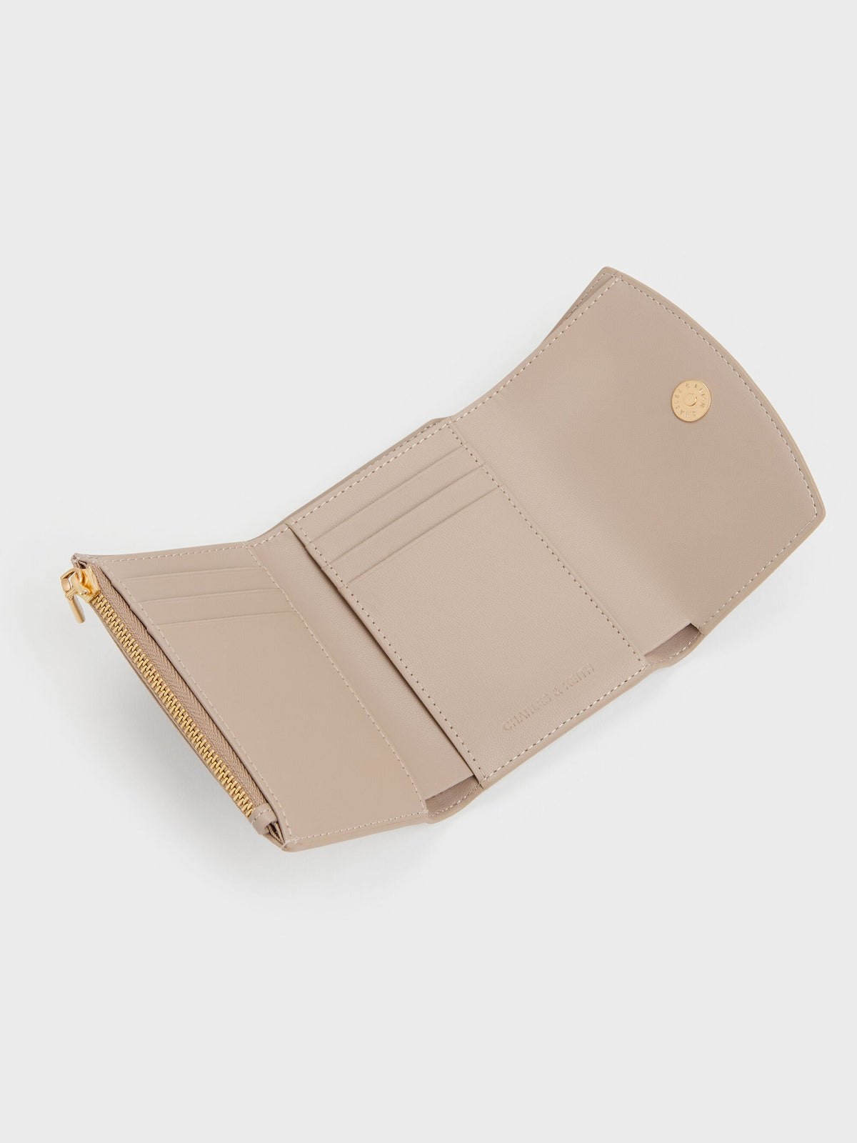 Briony Curved Flap Wallet - Taupe | CHARLES & KEITH
