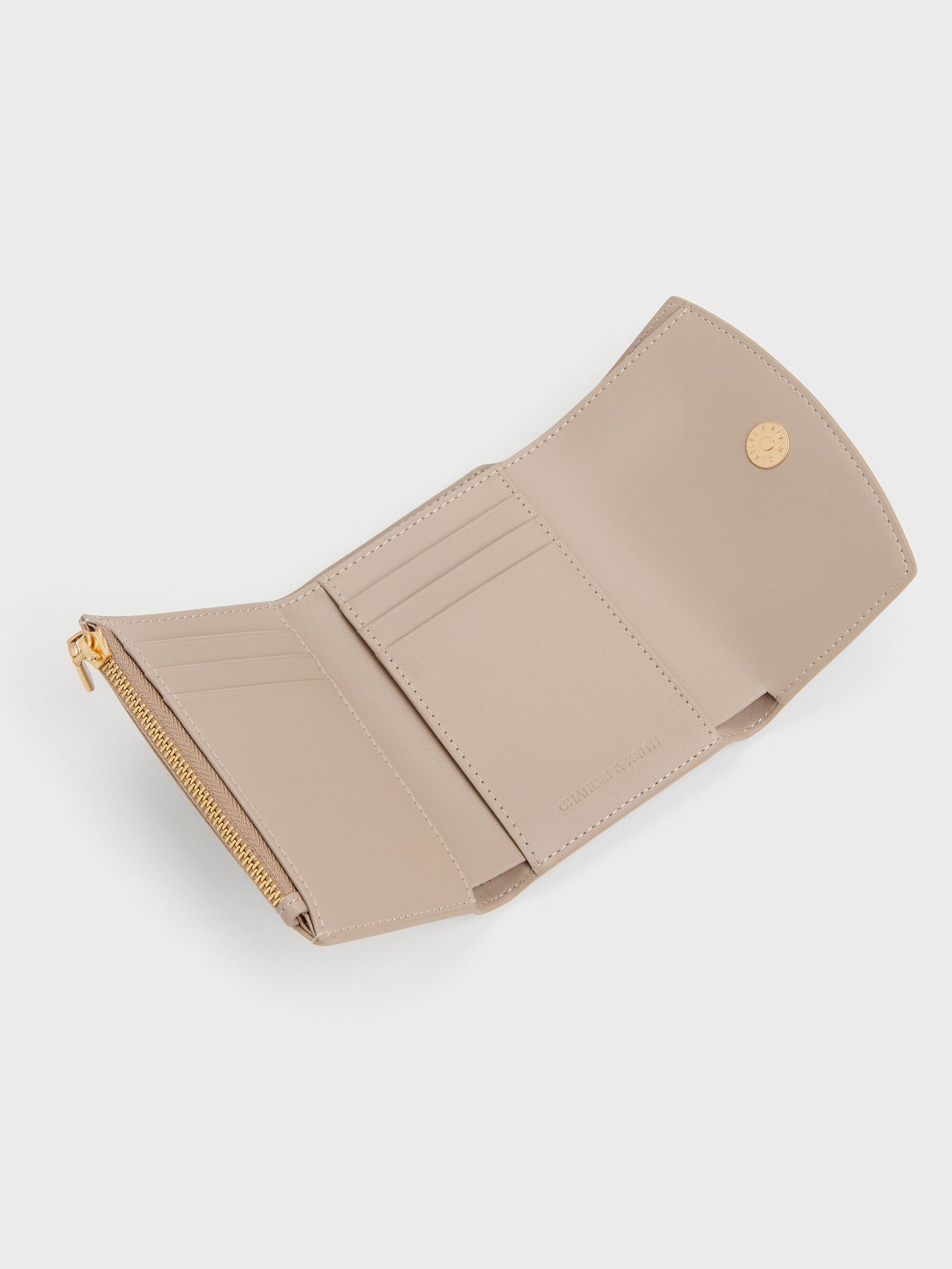 Briony Curved Flap Wallet - Taupe | CHARLES & KEITH