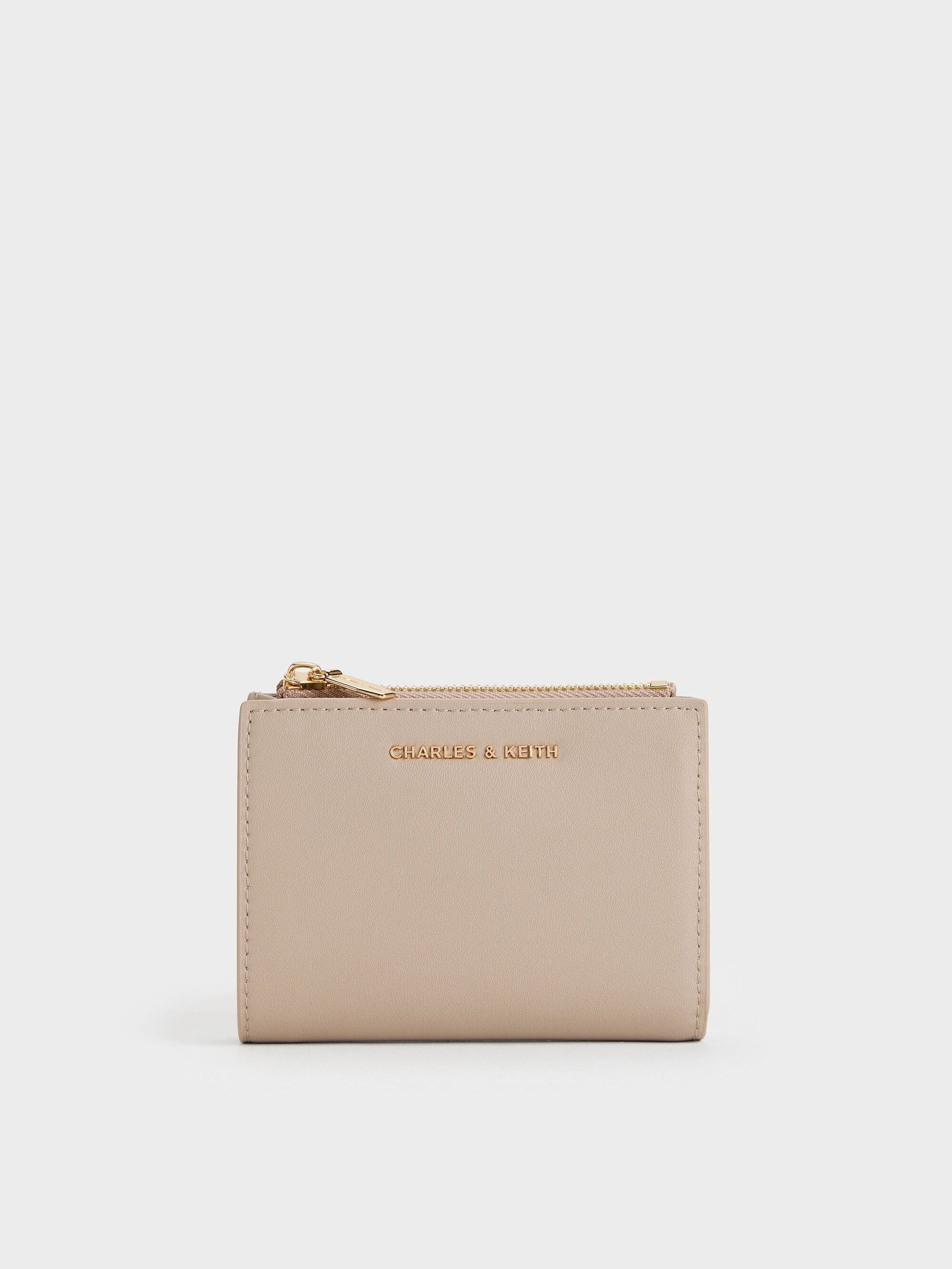 Harmonee Top-Zip Small Wallet - Taupe | CHARLES & KEITH