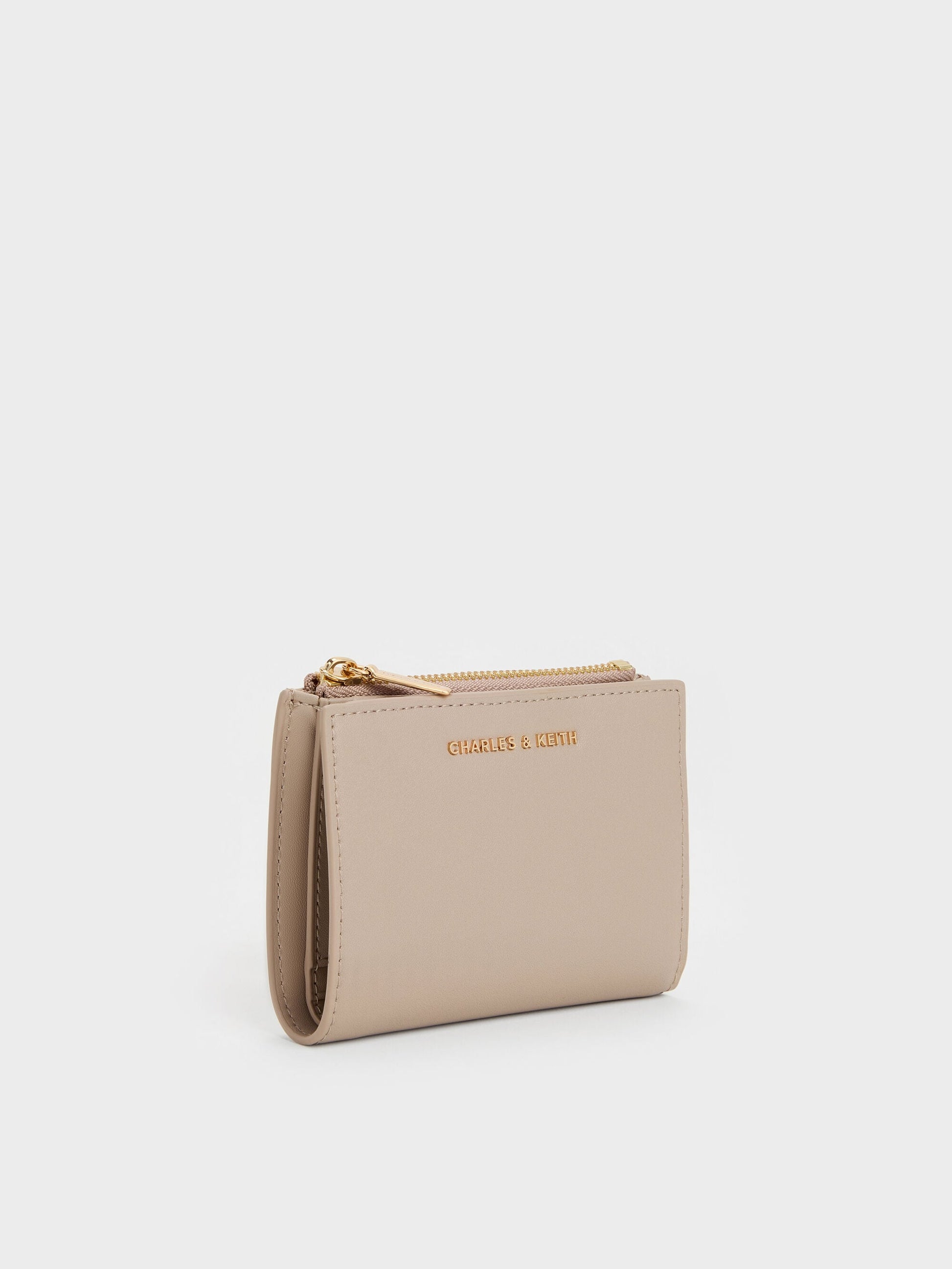 Harmonee Top-Zip Small Wallet - Taupe | CHARLES & KEITH
