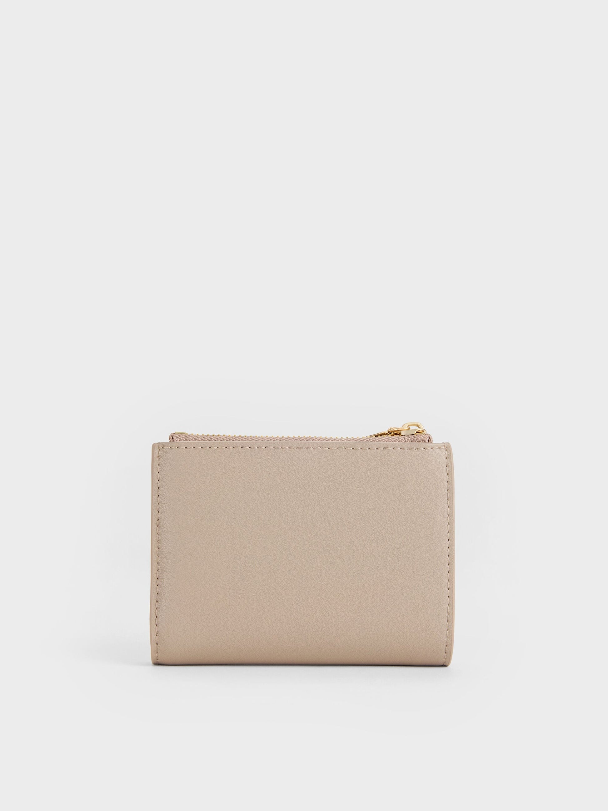 Harmonee Top-Zip Small Wallet - Taupe | CHARLES & KEITH