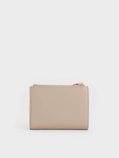 Harmonee Top-Zip Small Wallet - Taupe | CHARLES & KEITH