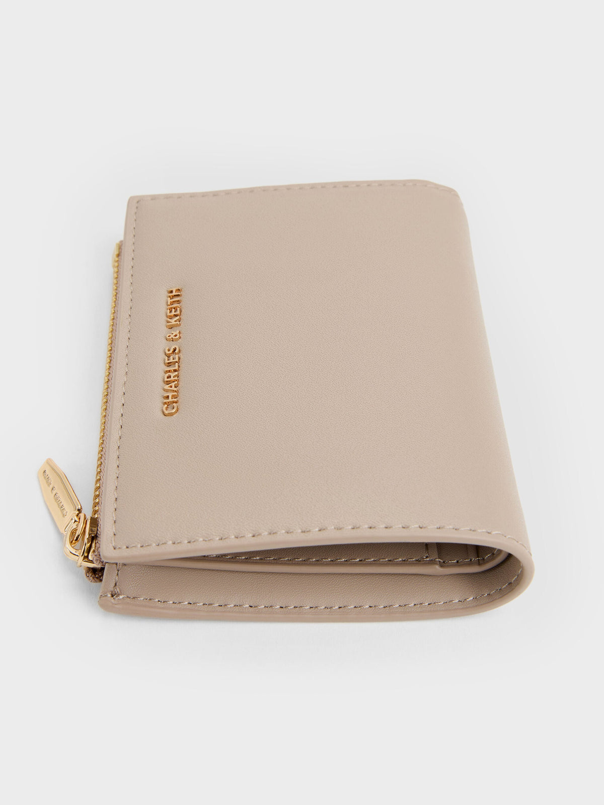 Harmonee Top-Zip Small Wallet - Taupe | CHARLES & KEITH