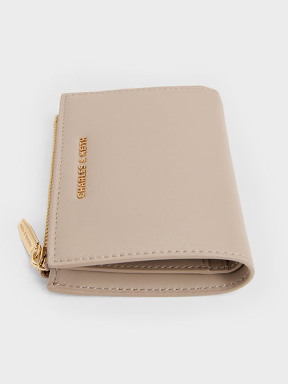 Harmonee Top-Zip Small Wallet - Taupe | CHARLES & KEITH