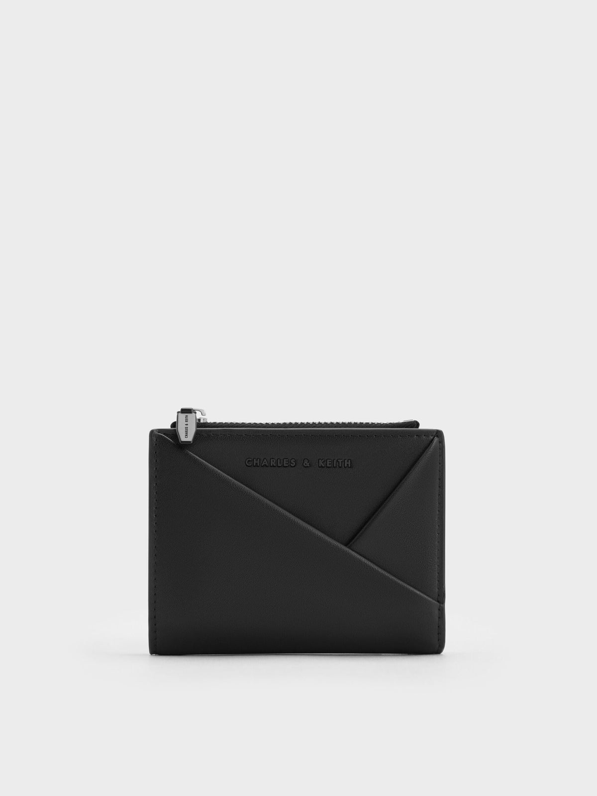Midori Geometric Top-Zip Wallet - Noir | CHARLES & KEITH