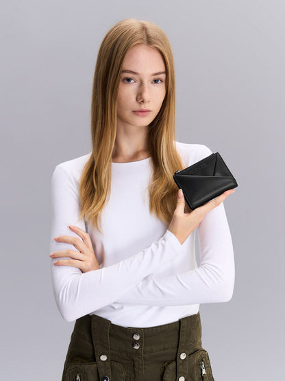 Midori Geometric Top-Zip Wallet - Noir | CHARLES & KEITH