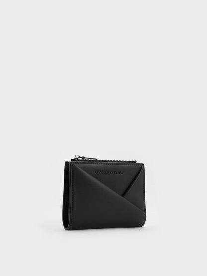 Midori Geometric Top-Zip Wallet - Noir | CHARLES & KEITH