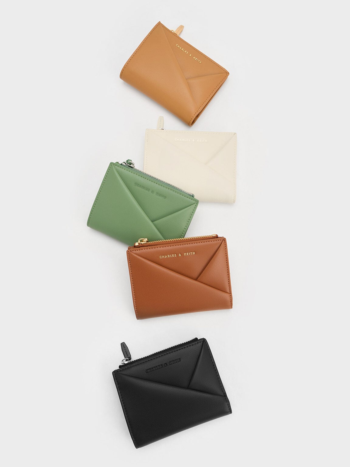Midori Geometric Top-Zip Wallet - Noir | CHARLES & KEITH