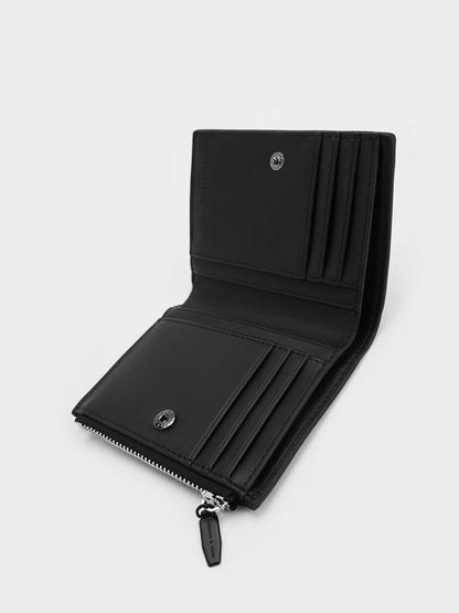 Midori Geometric Top-Zip Wallet - Noir | CHARLES & KEITH