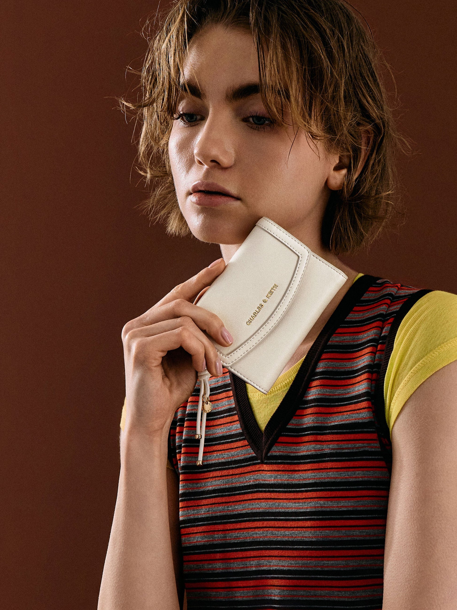 Haylen Front-Flap Small Wallet - Cream | CHARLES & KEITH