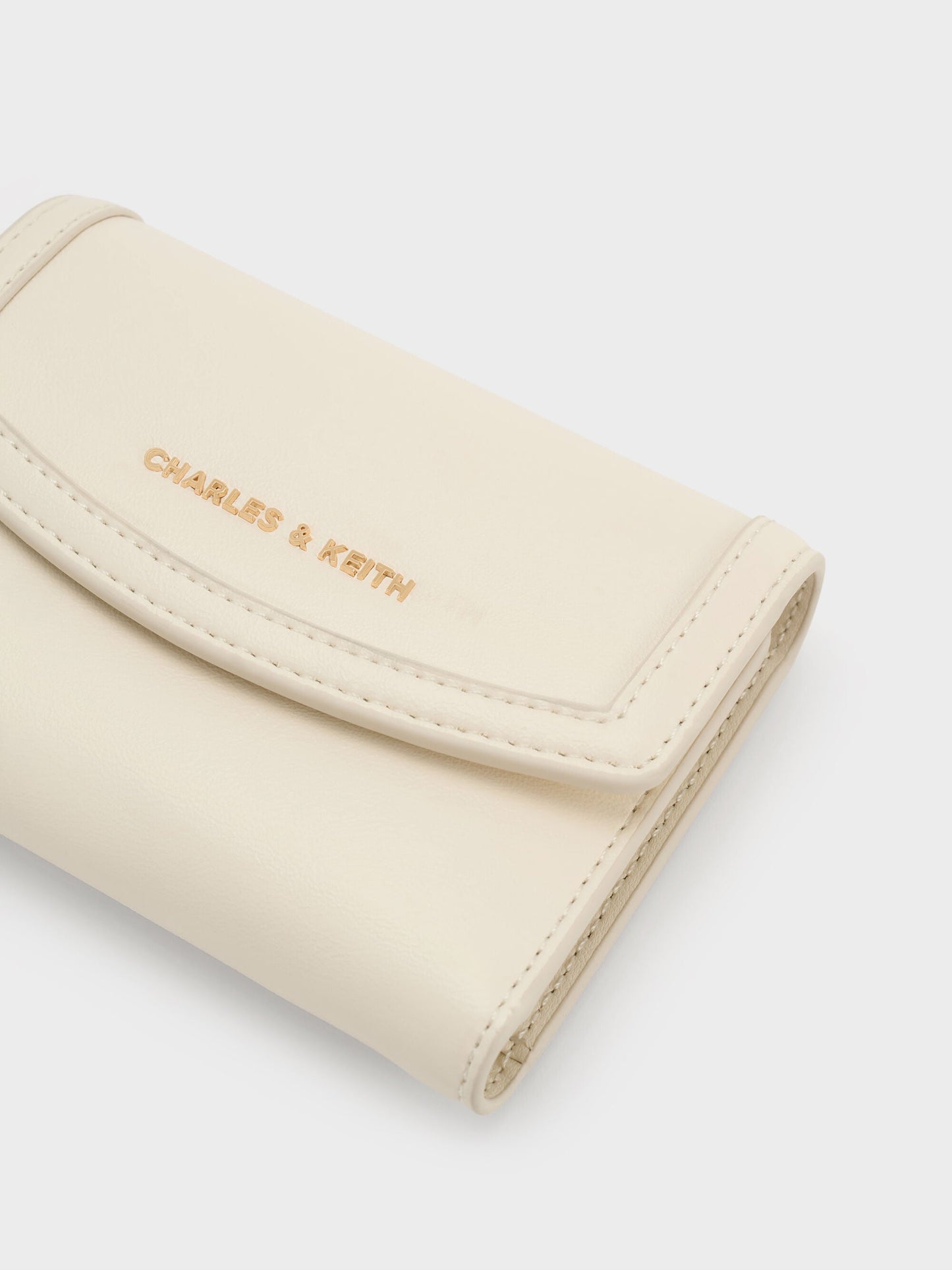 Haylen Front-Flap Small Wallet - Cream | CHARLES & KEITH