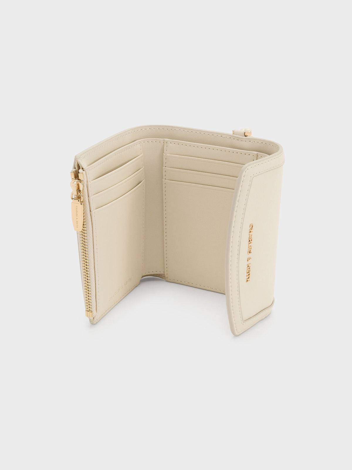 Haylen Front-Flap Small Wallet - Cream | CHARLES & KEITH