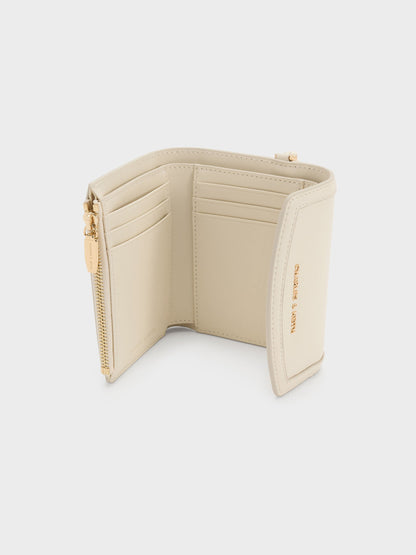 Haylen Front-Flap Small Wallet - Cream | CHARLES & KEITH