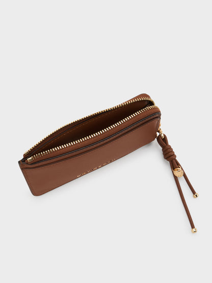 Everleigh Zip-Around Card Holder - Chocolate | CHARLES & KEITH