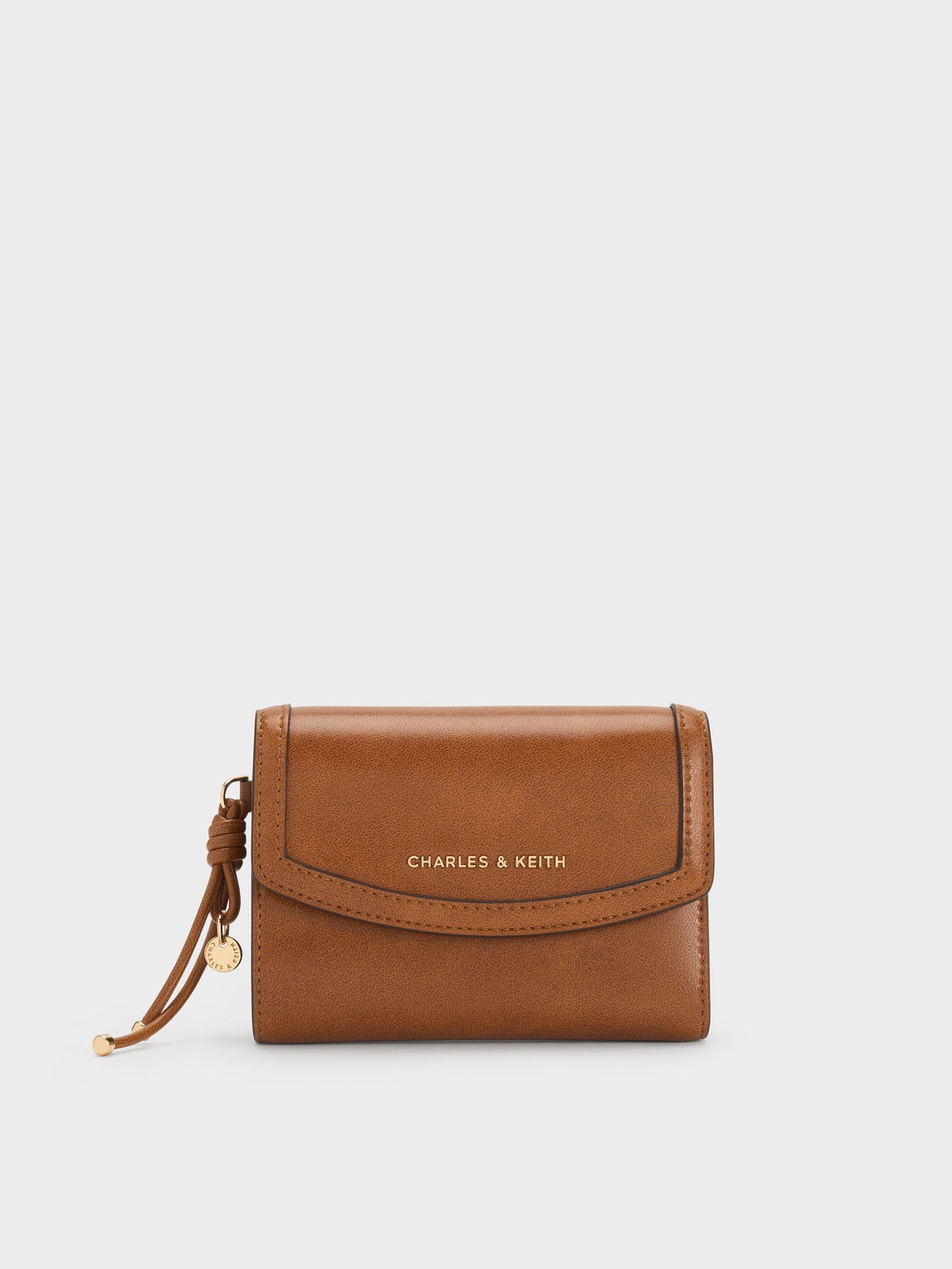 Haylen Front-Flap Small Wallet - Distressed Tan | CHARLES & KEITH