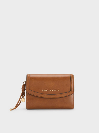 Haylen Front-Flap Small Wallet - Distressed Tan | CHARLES & KEITH
