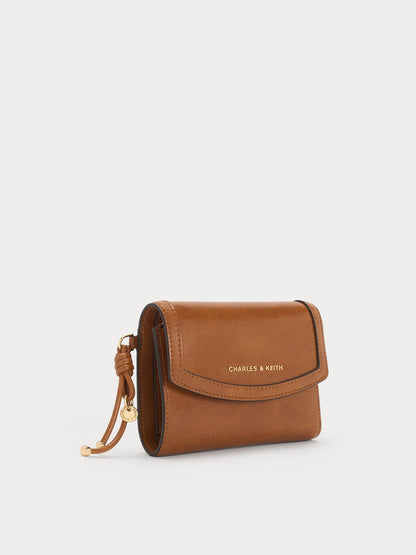 Haylen Front-Flap Small Wallet - Distressed Tan | CHARLES & KEITH