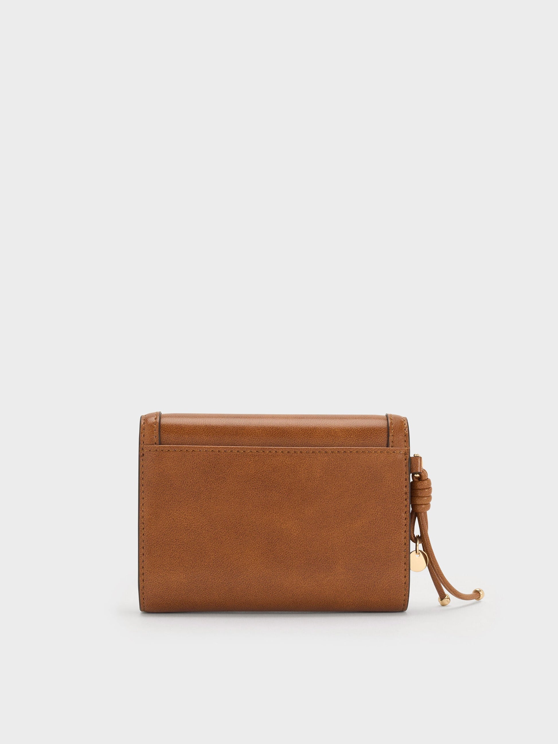 Haylen Front-Flap Small Wallet - Distressed Tan | CHARLES & KEITH