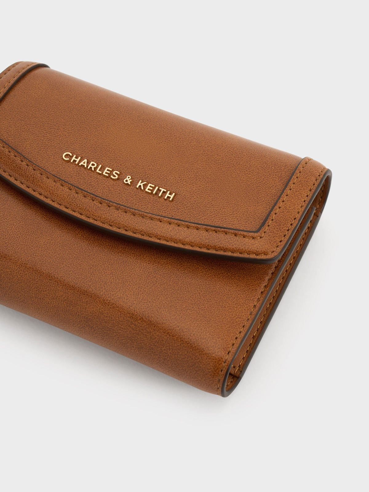 Haylen Front-Flap Small Wallet - Distressed Tan | CHARLES & KEITH