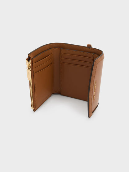 Haylen Front-Flap Small Wallet - Distressed Tan | CHARLES & KEITH