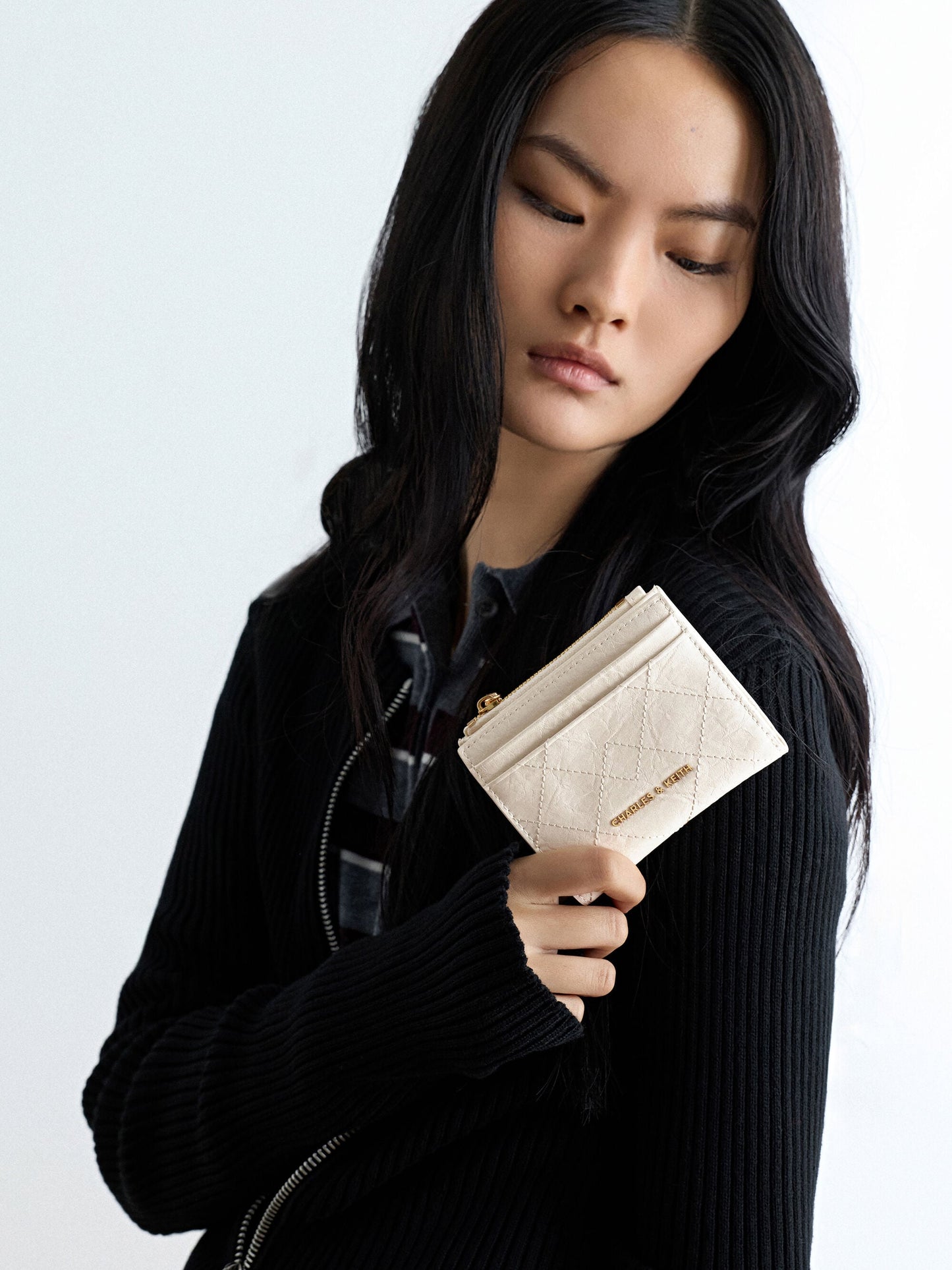 Duo Quilted Small Wallet - Cream | CHARLES & KEITH