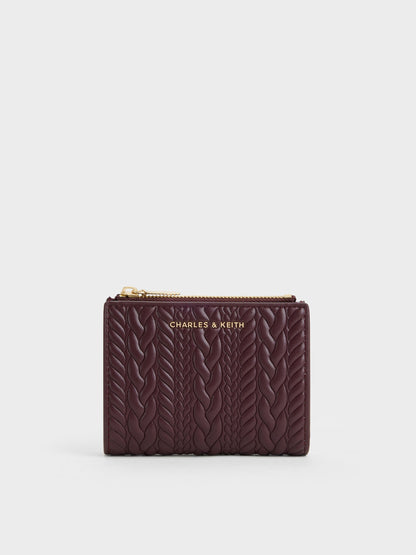 Apolline Textured Top-Zip Wallet - Wineberry Red | CHARLES & KEITH
