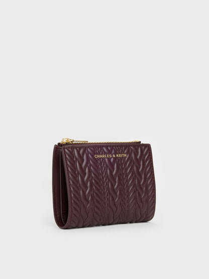 Apolline Textured Top-Zip Wallet - Wineberry Red | CHARLES & KEITH